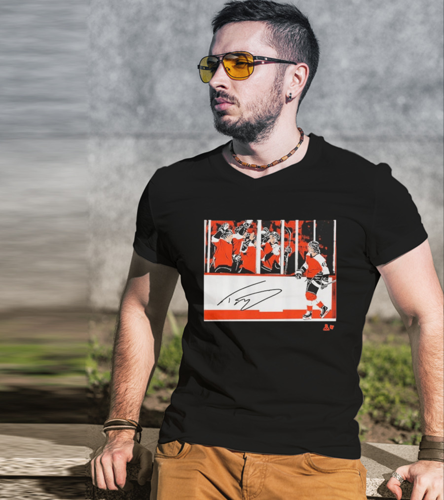 Trevor Zegras Penalty Box Celebration Hockey Art Signature Number 46 T-Shirt