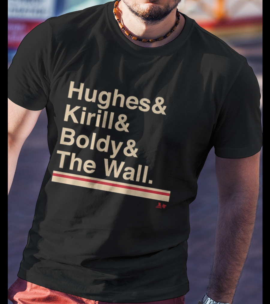 Hughes Kirill Boldy The Wall Minnesota Hockey Ampersand T-Shirt