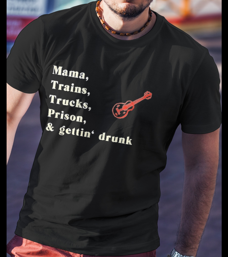 David Allan Coe Mama Trains Trucks Prison Getting Drunk Legend With Guitar T-Shirt