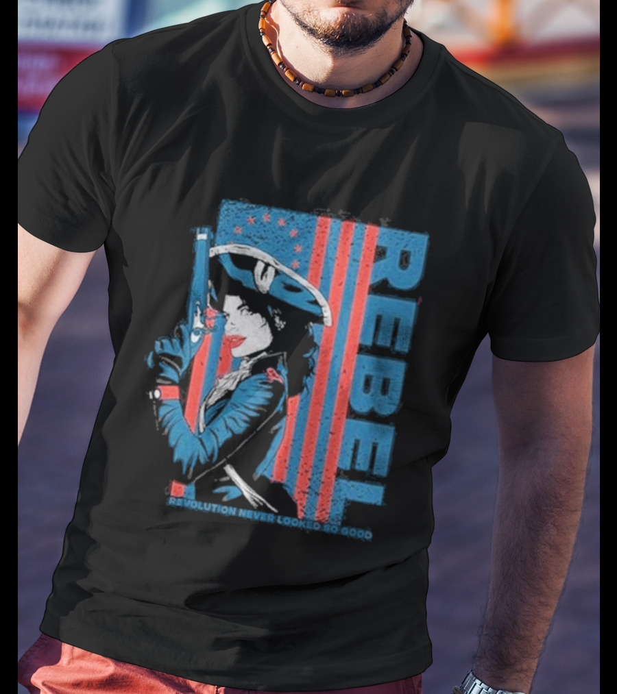 Women's Rebel Revolution Never Looked So Good Slim Fit 2026 American Flag Soldier T-Shirt