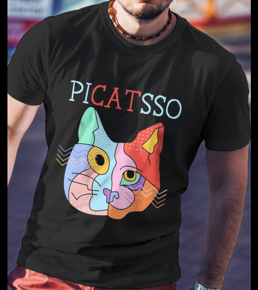 Picatsso Cat Colorful Cubist Style Artistry T-Shirt