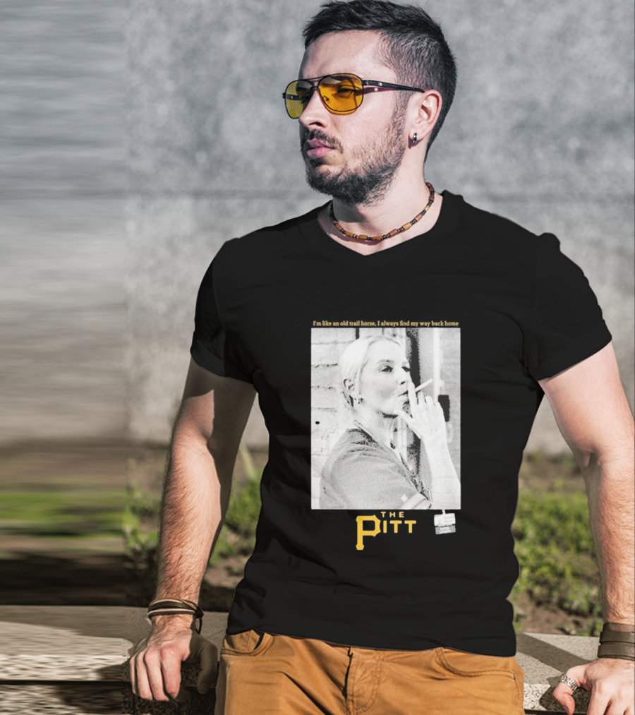 The Pitt Smoking Nurse Nostalgia Black And White Image T-Shirt