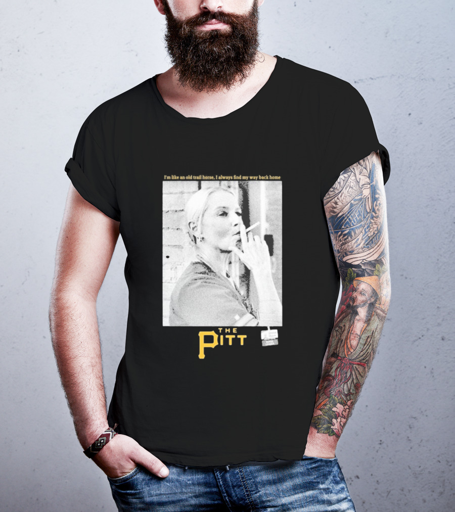 The Pitt Smoking Nurse Nostalgia Black And White Image T-Shirt
