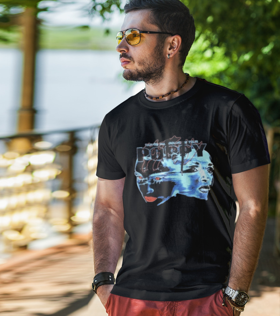Poppy Split Poppy They're All Around Us Red Eyes Dual Faces Blue Tone T-Shirt