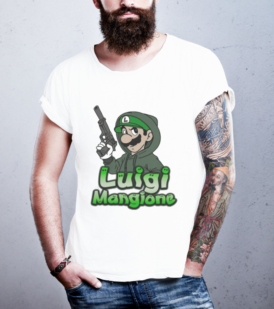 Luigi Mangione Super Mario Gun T-Shirt