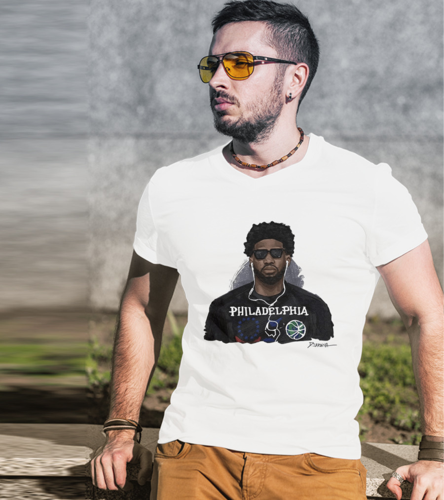 Philadelphia Basketball Sixers Joel Embiid Artwork By D. Sarana T-Shirt