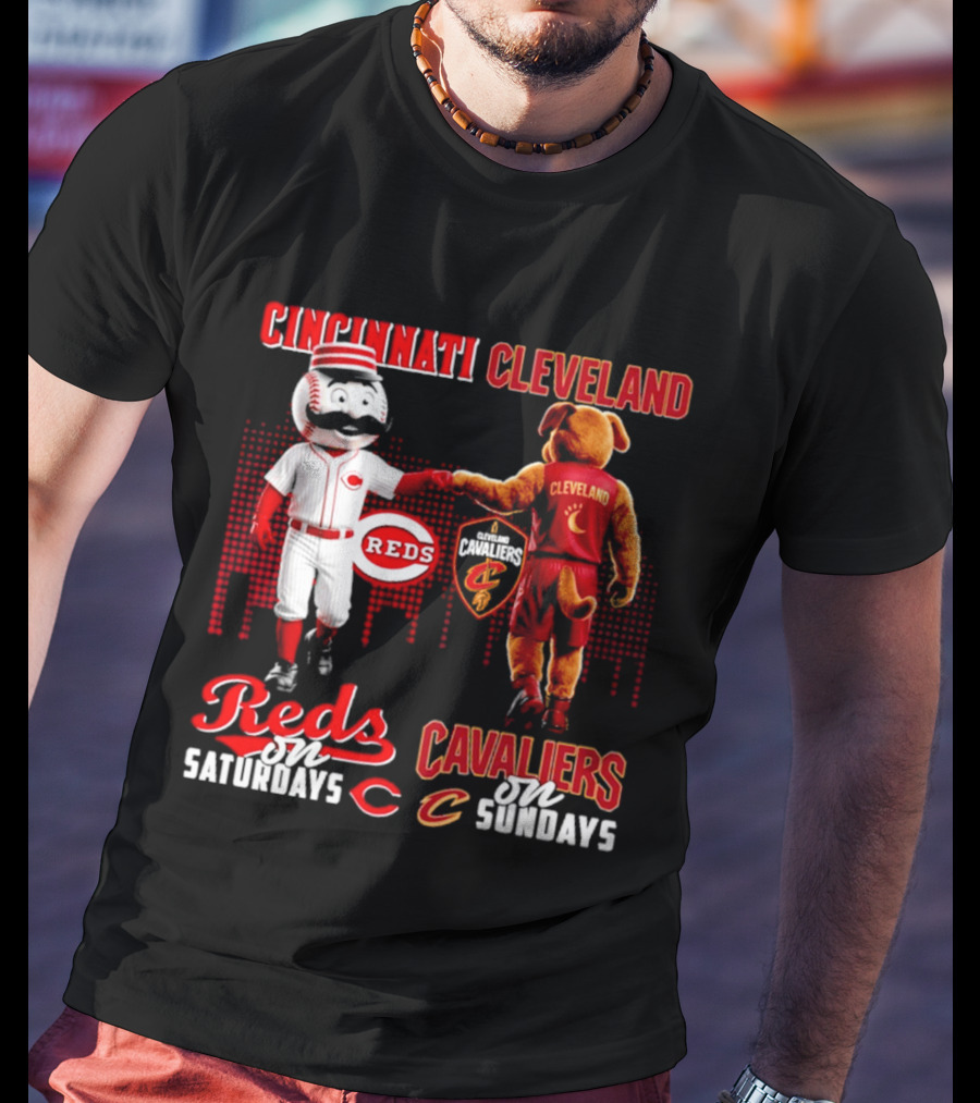 Cincinnati Reds Saturdays Vs Cleveland Cavaliers Sundays Skyline T-Shirt