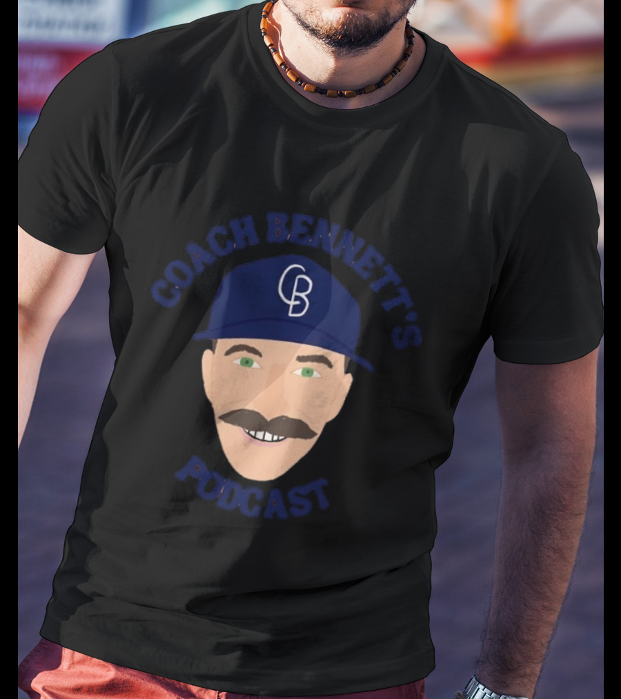 Coach Bennett's Podcast CB Hat Mustache Face T-Shirt