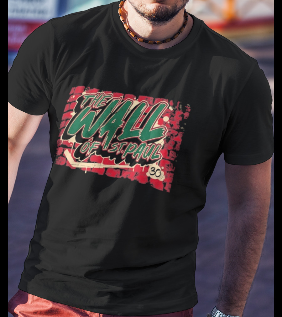 The Wall Of St. Paul Hockey Brick Design Bold Text 30 T-Shirt
