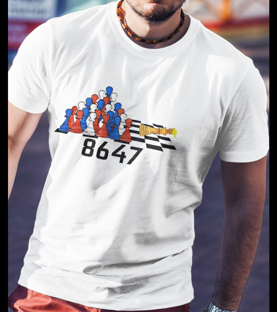 Chess 86 47 With Red And Blue Pawns On Checkered Board T-Shirt