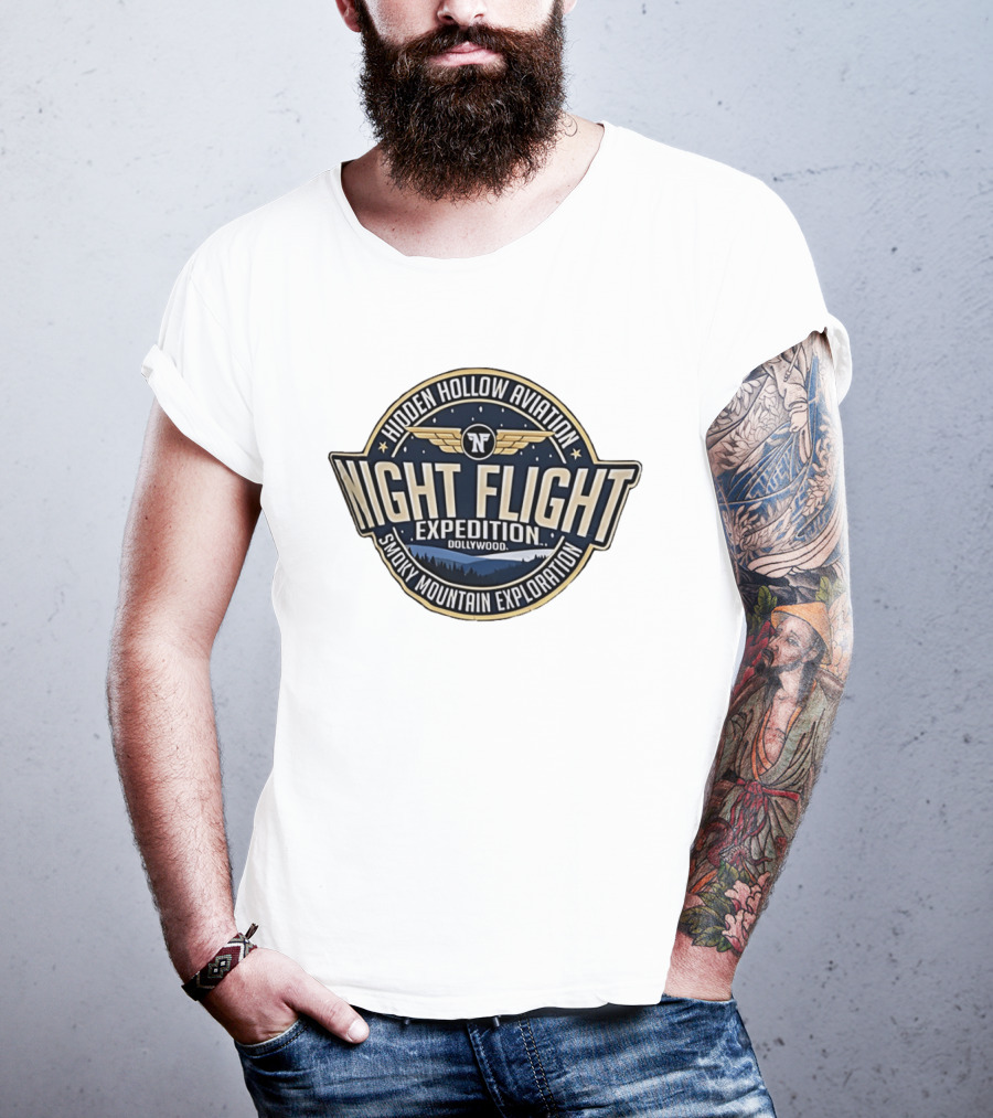 Hidden Hollow Aviation Night Flight Expedition Dollywood Smoky Mountain Exploration T-Shirt