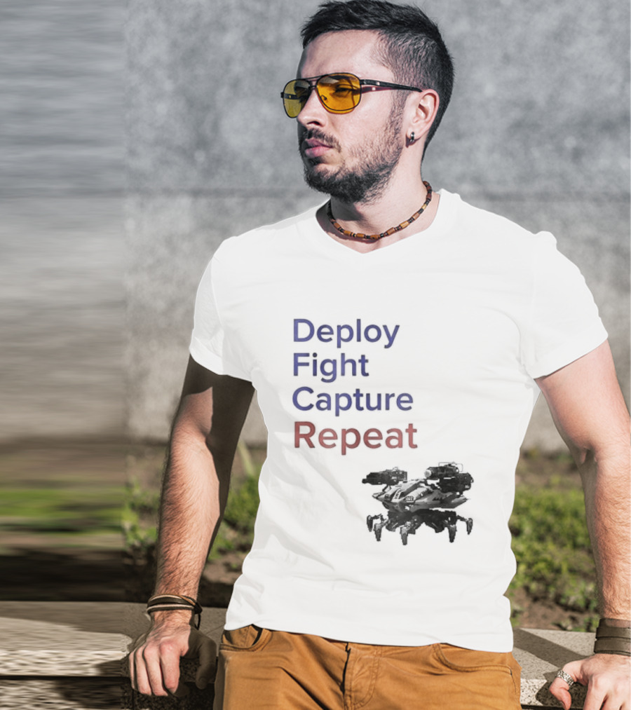 War Robots Deploy Fight Capture Repeat Strategy Gameplay T-Shirt