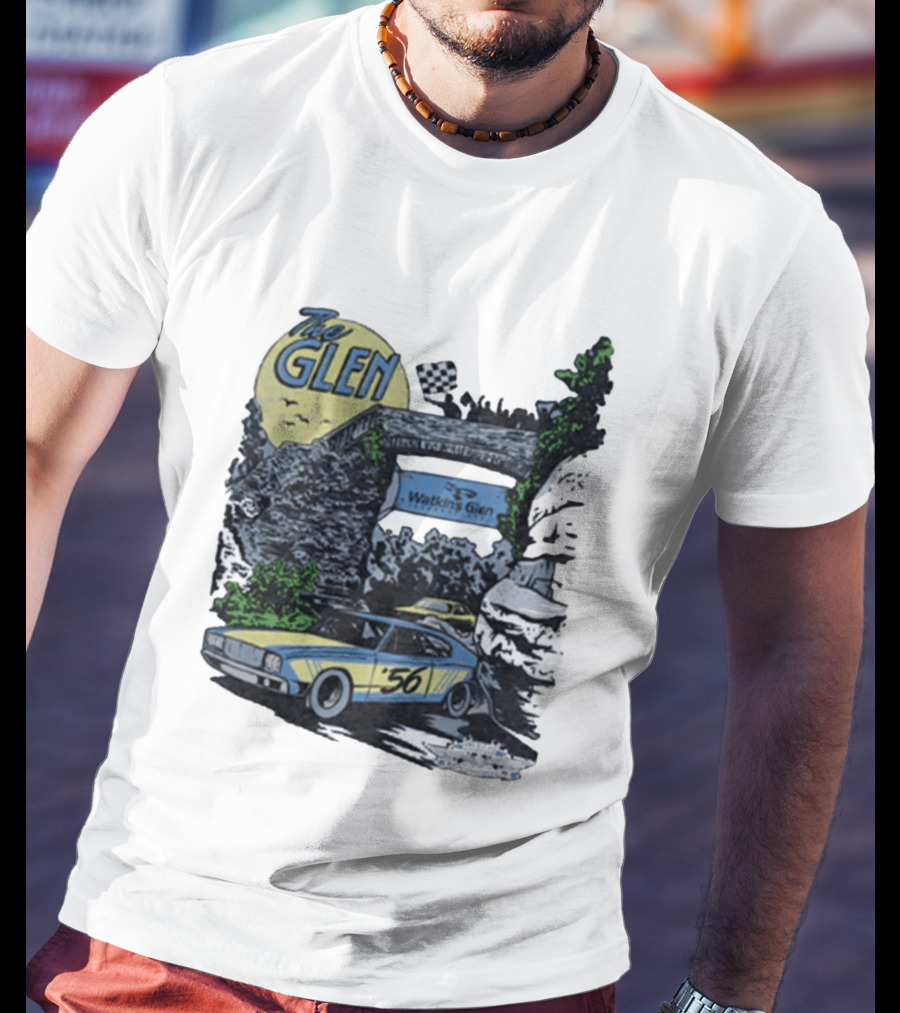 The Glen Watkins Glen International Checkered Flag Racecar 56 Archway Scenic T-Shirt