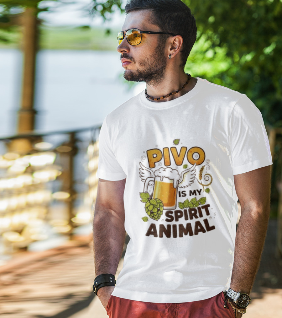 Pivo Is My Spirit Animal Beer Lover Hops Wheat Wings T-Shirt