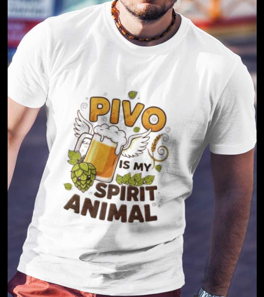 Pivo Is My Spirit Animal Beer Lover Hops Wheat Wings T-Shirt