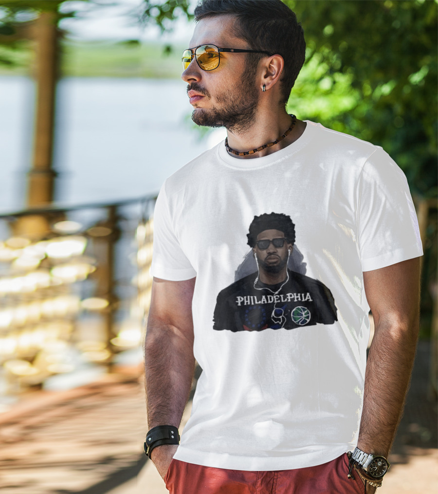 Philadelphia Basketball Player In Sunglasses Earphones T-Shirt