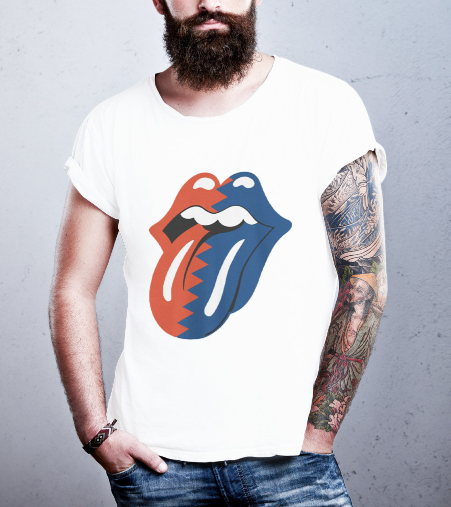 Rolling Stones Big Mouth Tongue Rare Red Blue Contrast T-Shirt