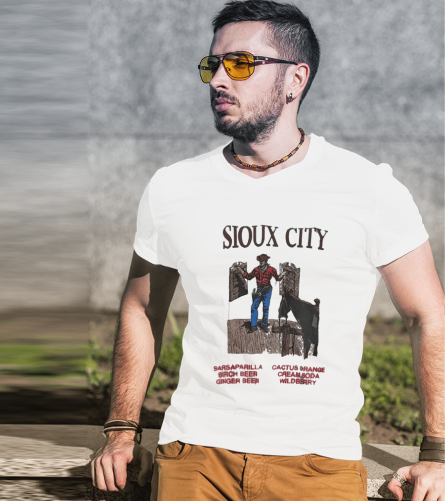 Sioux City Sarsaparilla Birch Beer Ginger Beer Cactus Orange Cream Cola Wildberry Cowboy Saloon Scene T-Shirt