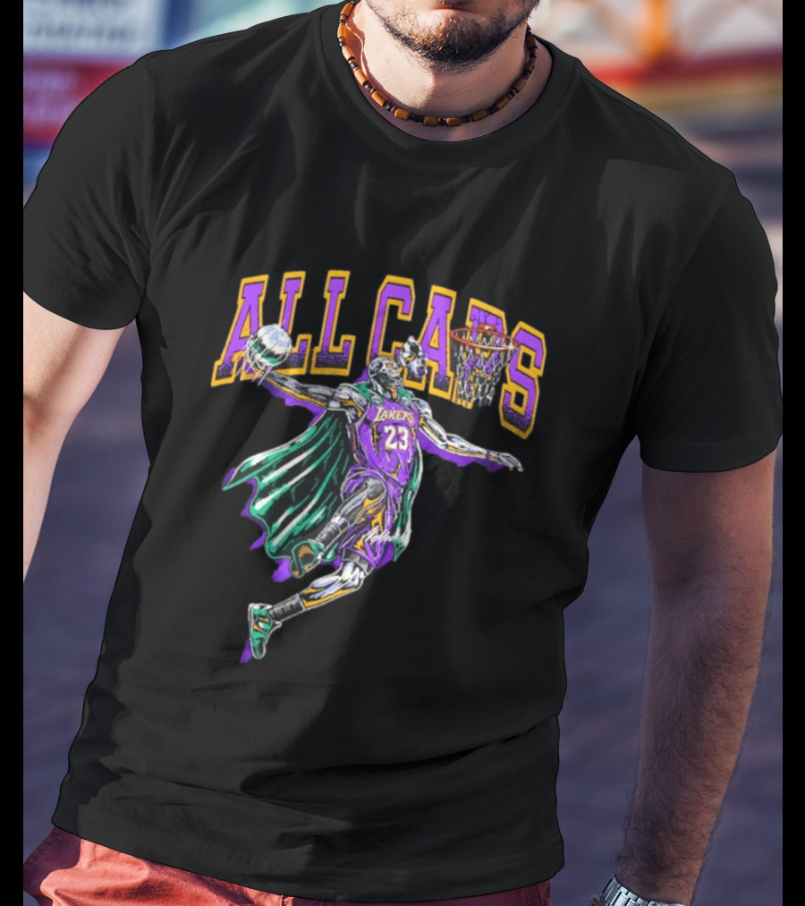 All Caps Los Angeles Lakers Lebron James Basketball 23 T-Shirt