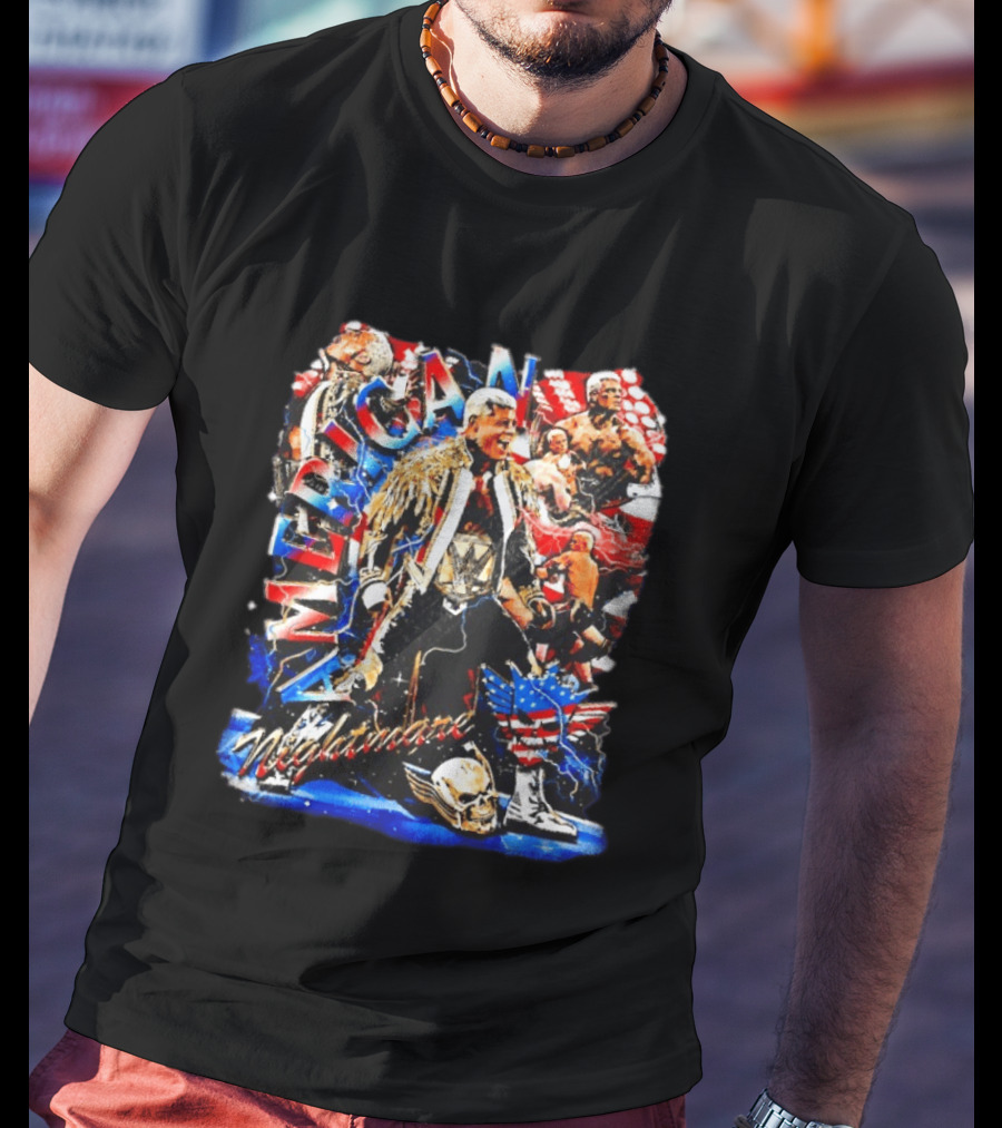 American Nightmare Cody Rhodes Wrestling Star Red White Blue Skull Jacket T-Shirt