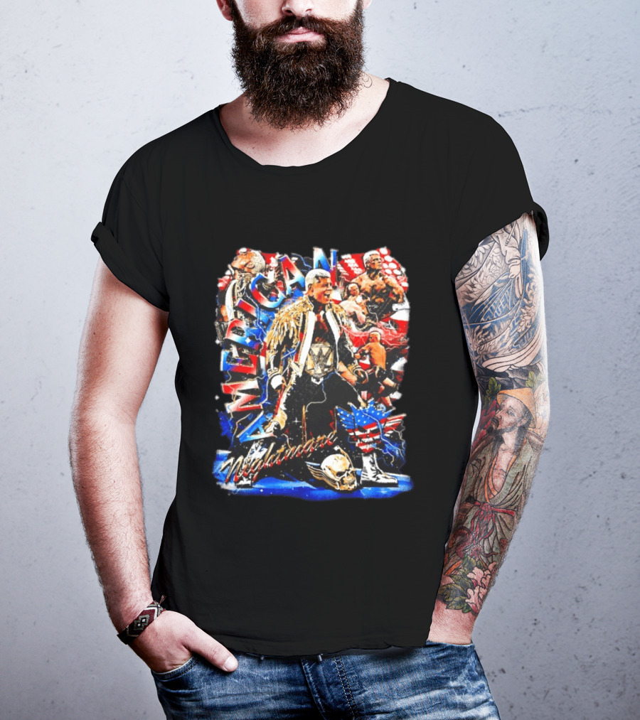American Nightmare Cody Rhodes Wrestling Star Red White Blue Skull Jacket T-Shirt