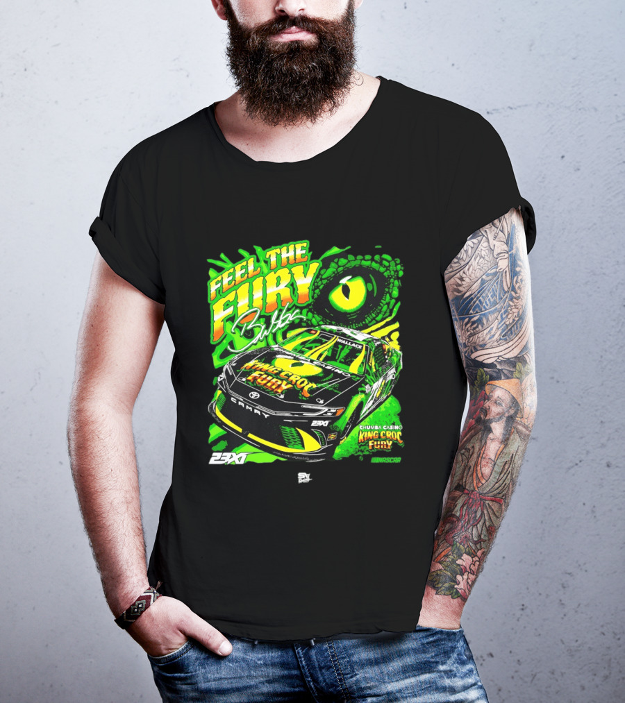 Bubba Wallace Feel The Fury King Croc Chumba Casino Toyota Camry NASCAR 23XI Racing T-Shirt