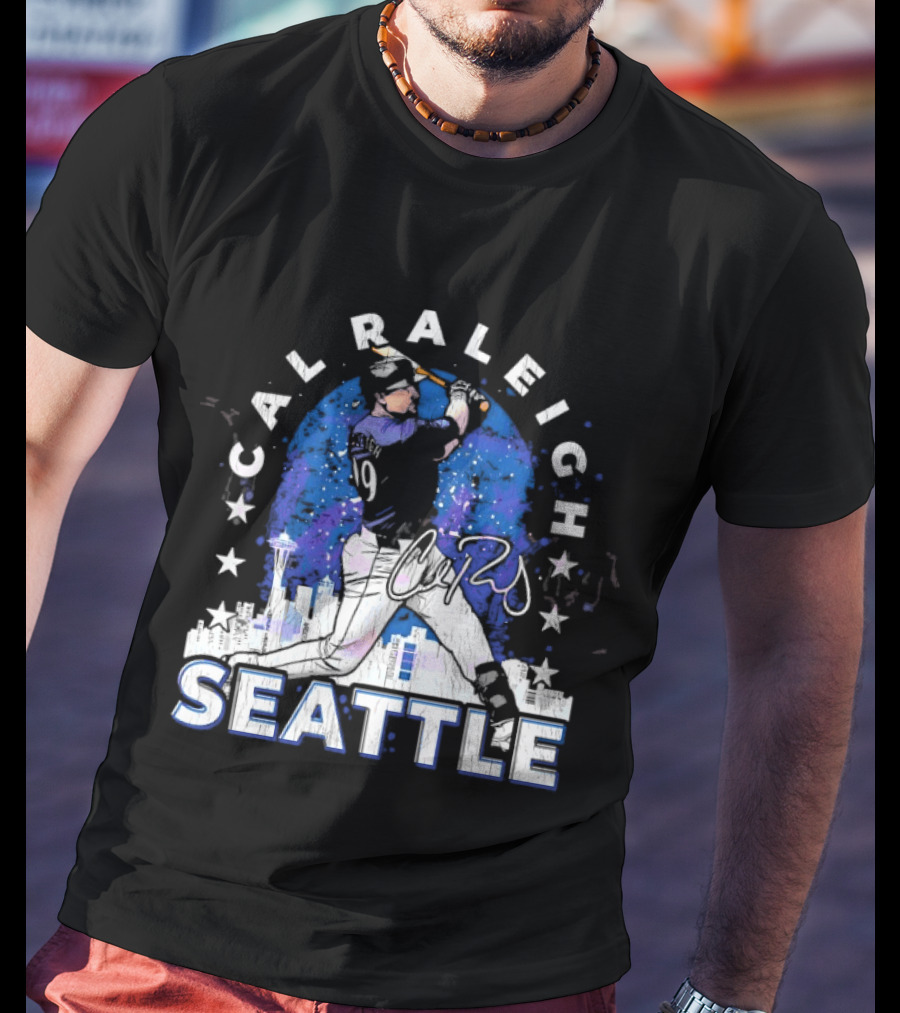 Cal Raleigh Seattle Baseball Skyline Stars T-Shirt