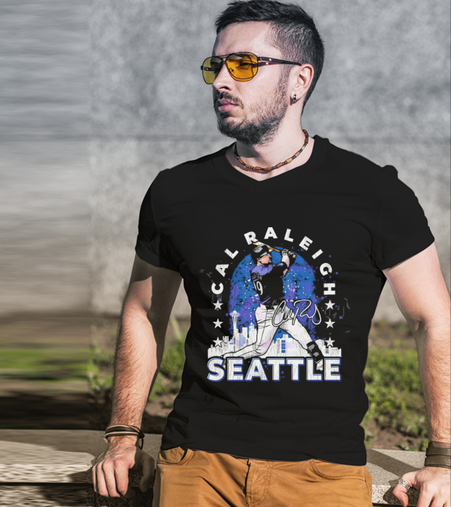 Cal Raleigh Seattle Baseball Skyline Stars T-Shirt