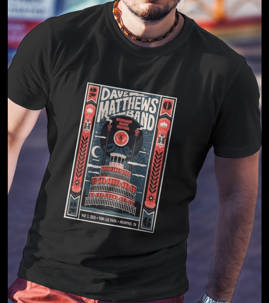 Dave Matthews Band Riverbeat Music Festival May 3 2026 Tom Lee Park Memphis TN T-Shirt