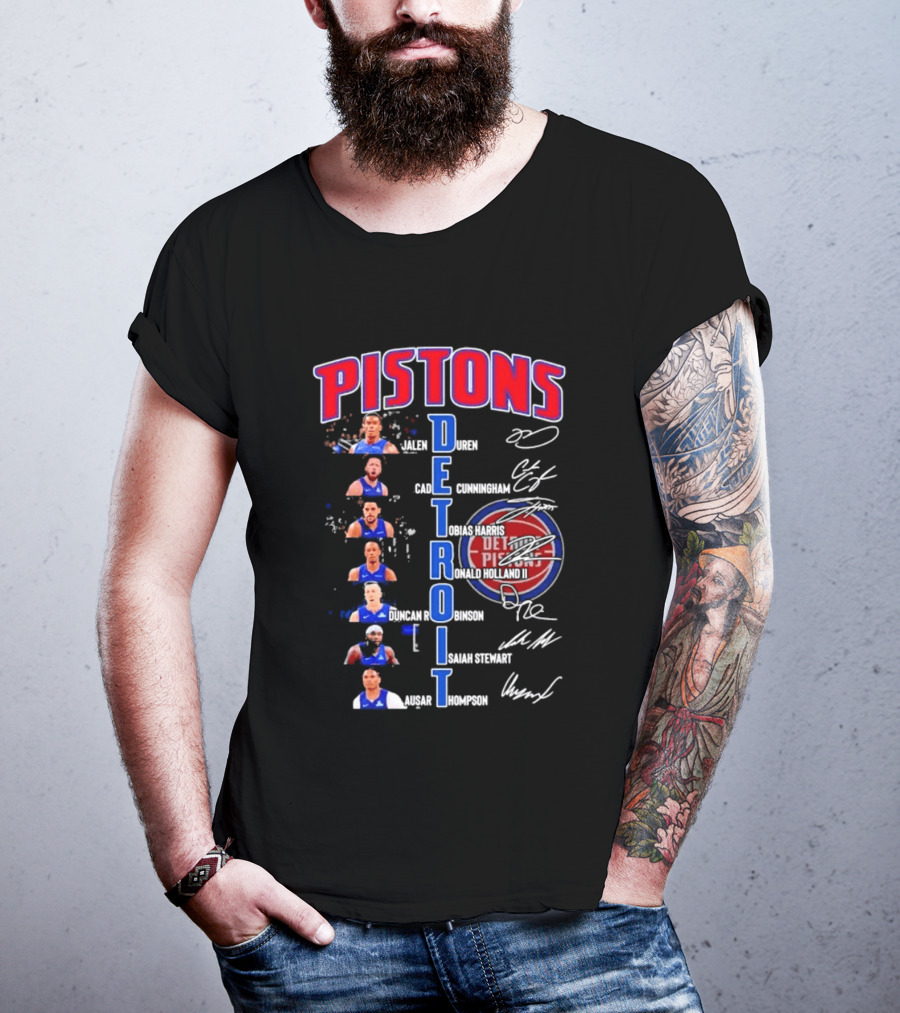 Detroit Pistons Jalen Duren Cade Cunningham Bojan Bogdanovic Isaiah Stewart Jaden Ivey Ausar Thompson Signatures T-Shirt