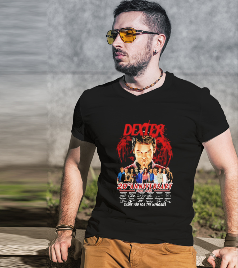 Dexter 20th Anniversary 2006 2026 Thank You For The Memories Cast Signatures T-Shirt