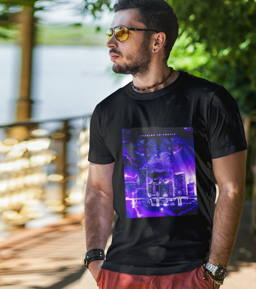 Florida Is Purple Orlando City SC Lion City Skyline Lightning T-Shirt