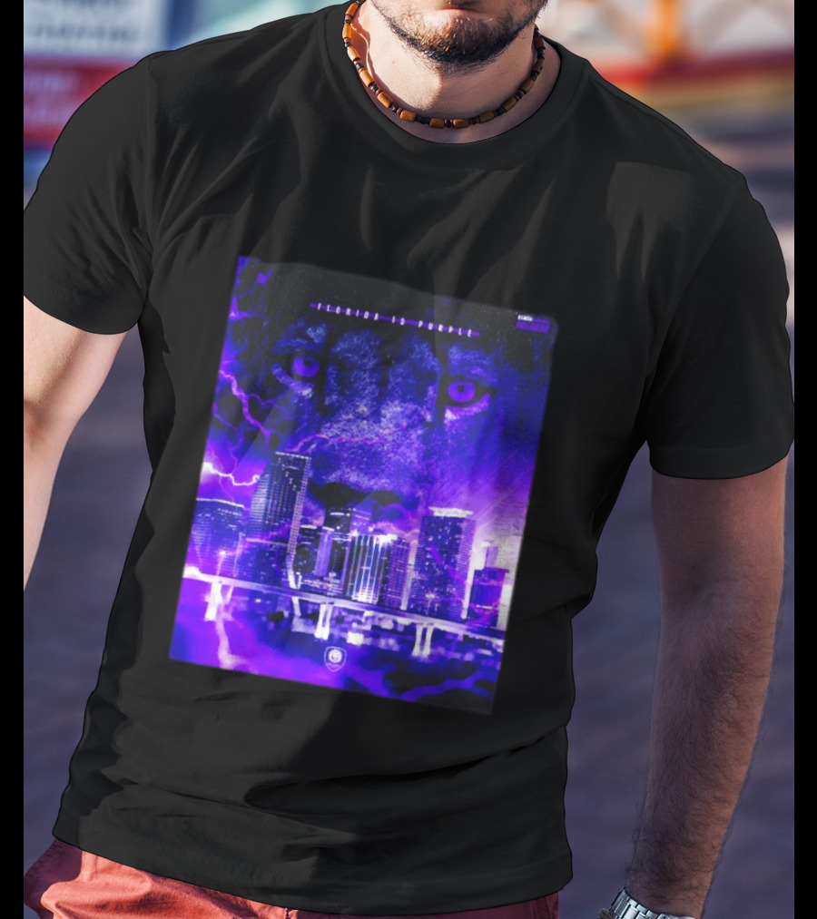 Florida Is Purple Orlando City SC Lion City Skyline Lightning T-Shirt