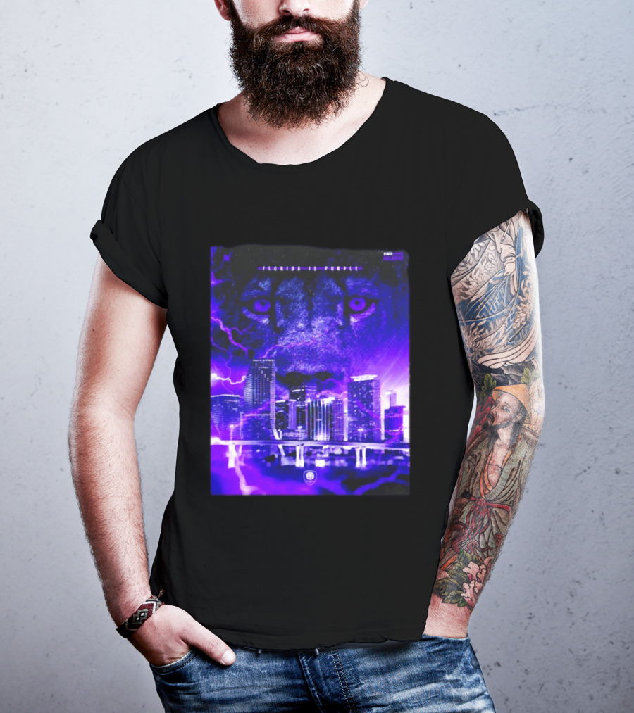 Florida Is Purple Orlando City SC Lion City Skyline Lightning T-Shirt