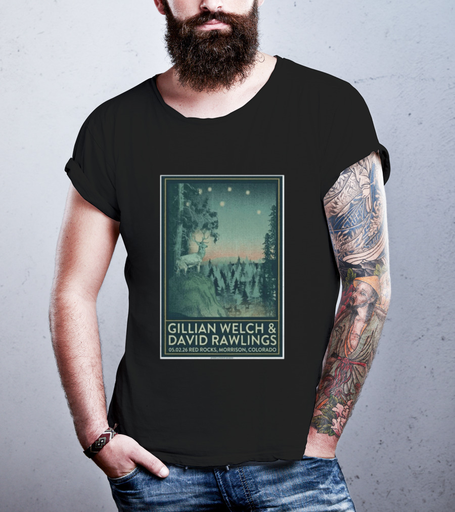 Gillian Welch & David Rawlings Red Rocks Morrison Colorado May 02 2026 T-Shirt