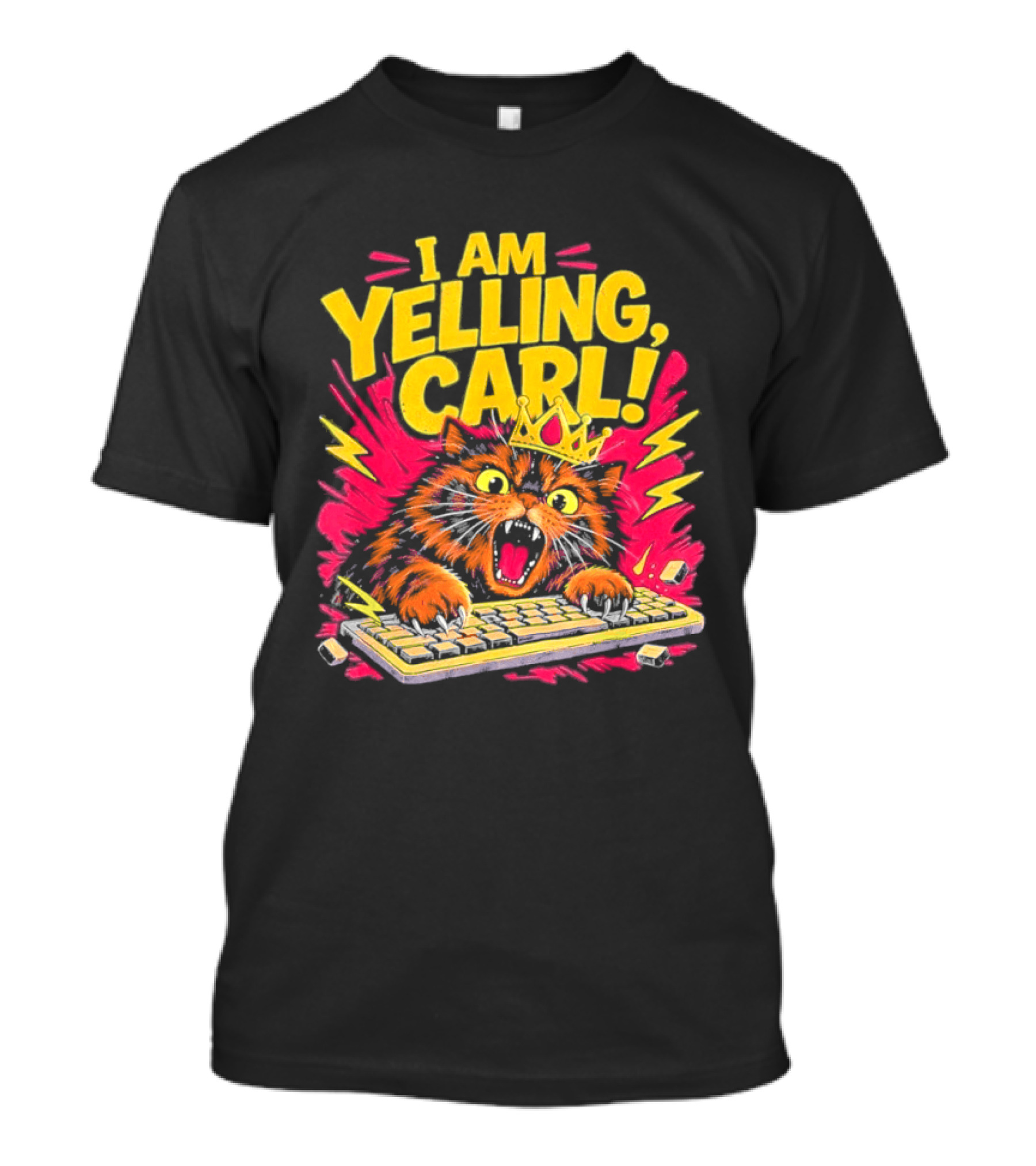 I Am Yelling Carl Cat Keyboard Meme With Donut Crown T-Shirt
