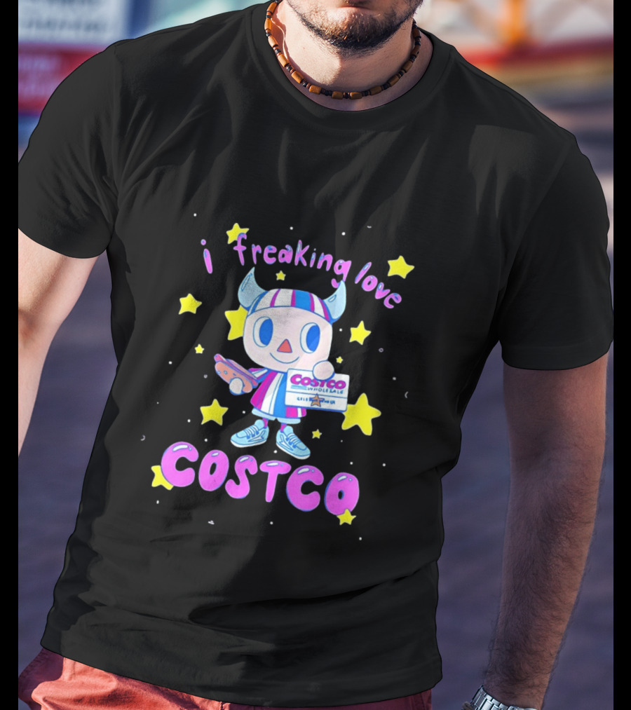 I Freaking Love Costco Cute Cartoon Character Holding Membership Card T-Shirt