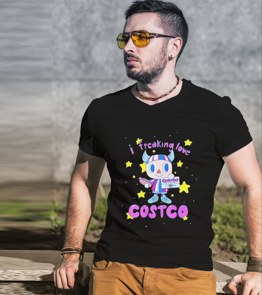I Freaking Love Costco Cute Cartoon Character Holding Membership Card T-Shirt