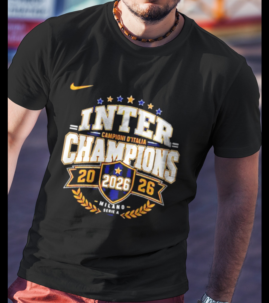 Inter Champions Campioni D'Italia 2026 Nike Serie A Milano T-Shirt