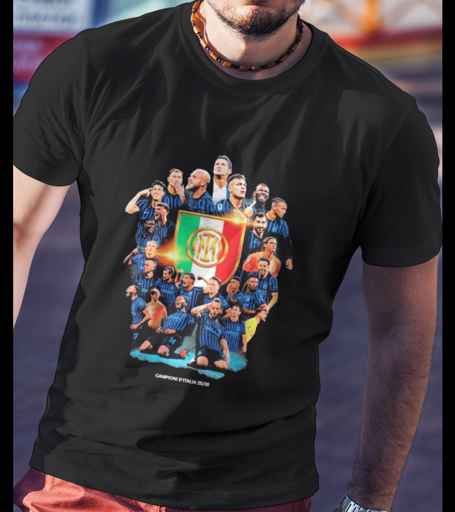 Inter Milan FC 2025 2026 Campioni D'Italia Celebration Squad T-Shirt