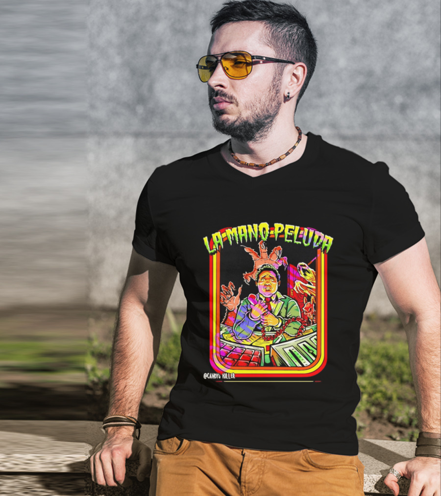 La Mano Peluda Terror Radial Hombre Teléfono Cadenas Kawaii Killer T-Shirt