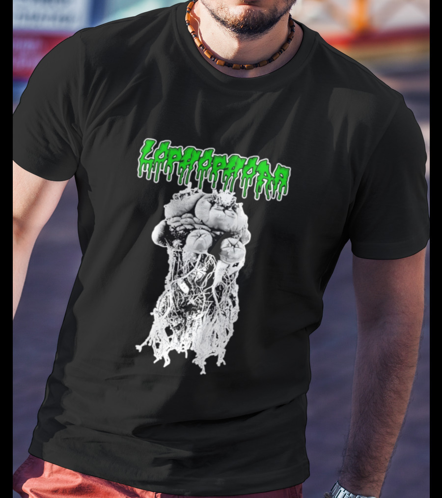 Lophophora Cactus Dripping Text With Detailed Root T-Shirt