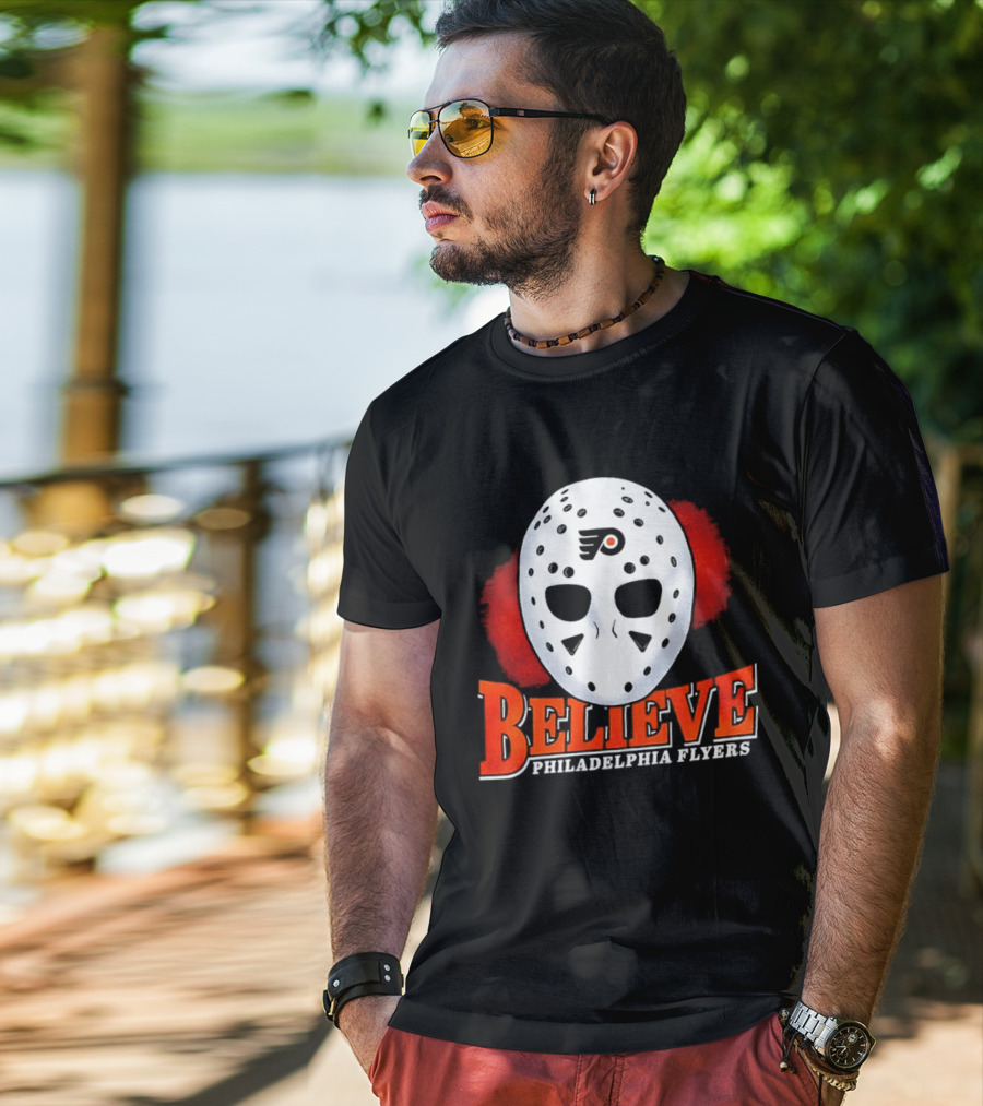 Philadelphia Flyers Believe 2026 Hockey Mask T-Shirt