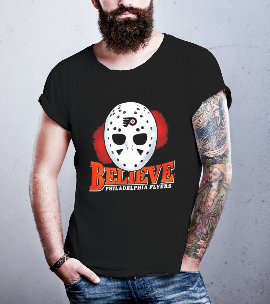 Philadelphia Flyers Believe 2026 Hockey Mask T-Shirt