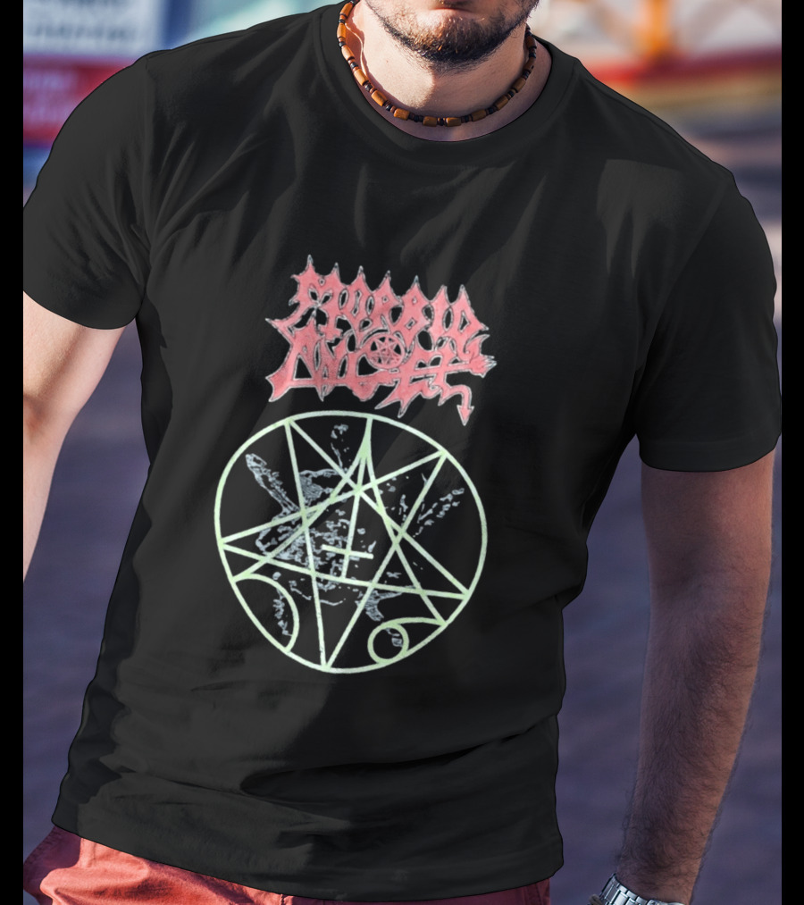 Morbid Angel Blessed Are The Sick Tour Logo With Pentagram And Angel T-Shirt