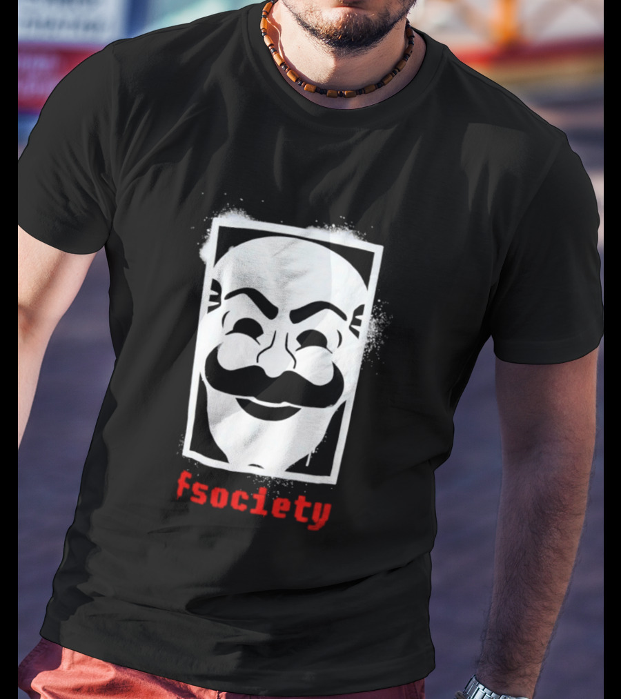 Mr Robot Fsociety Mask White Face Red T-Shirt