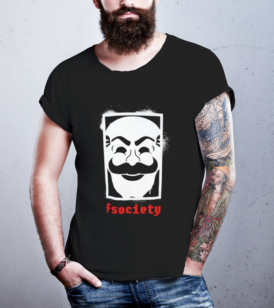 Mr Robot Fsociety Mask White Face Red T-Shirt