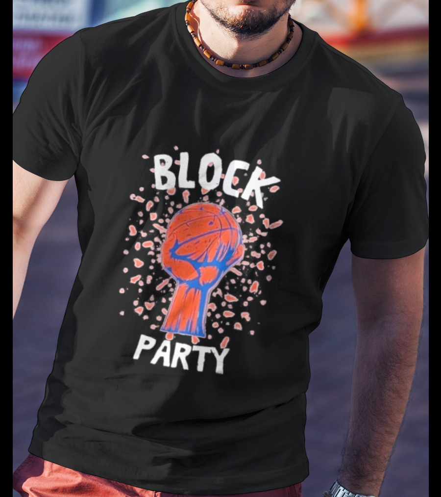 New York Knicks Block Party Basketball Fist Burst T-Shirt