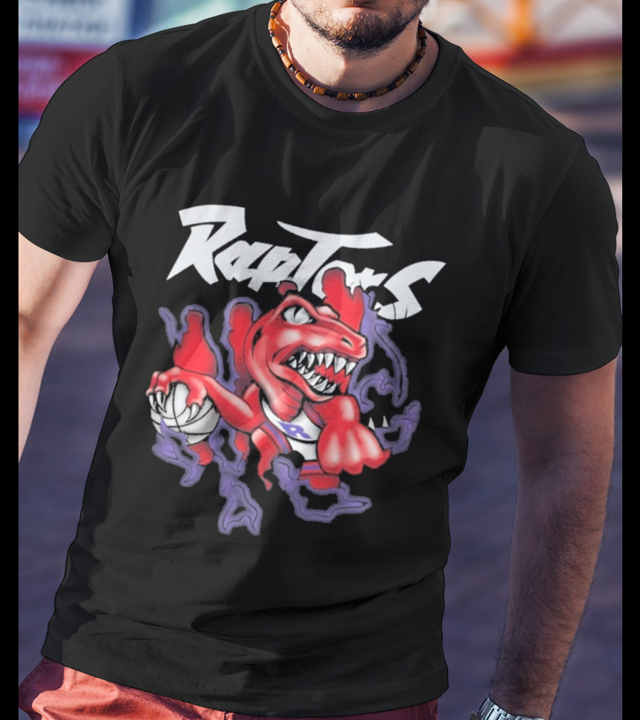 Raptors Purple Cartoon Dinosaur With Basketball T-Shirt