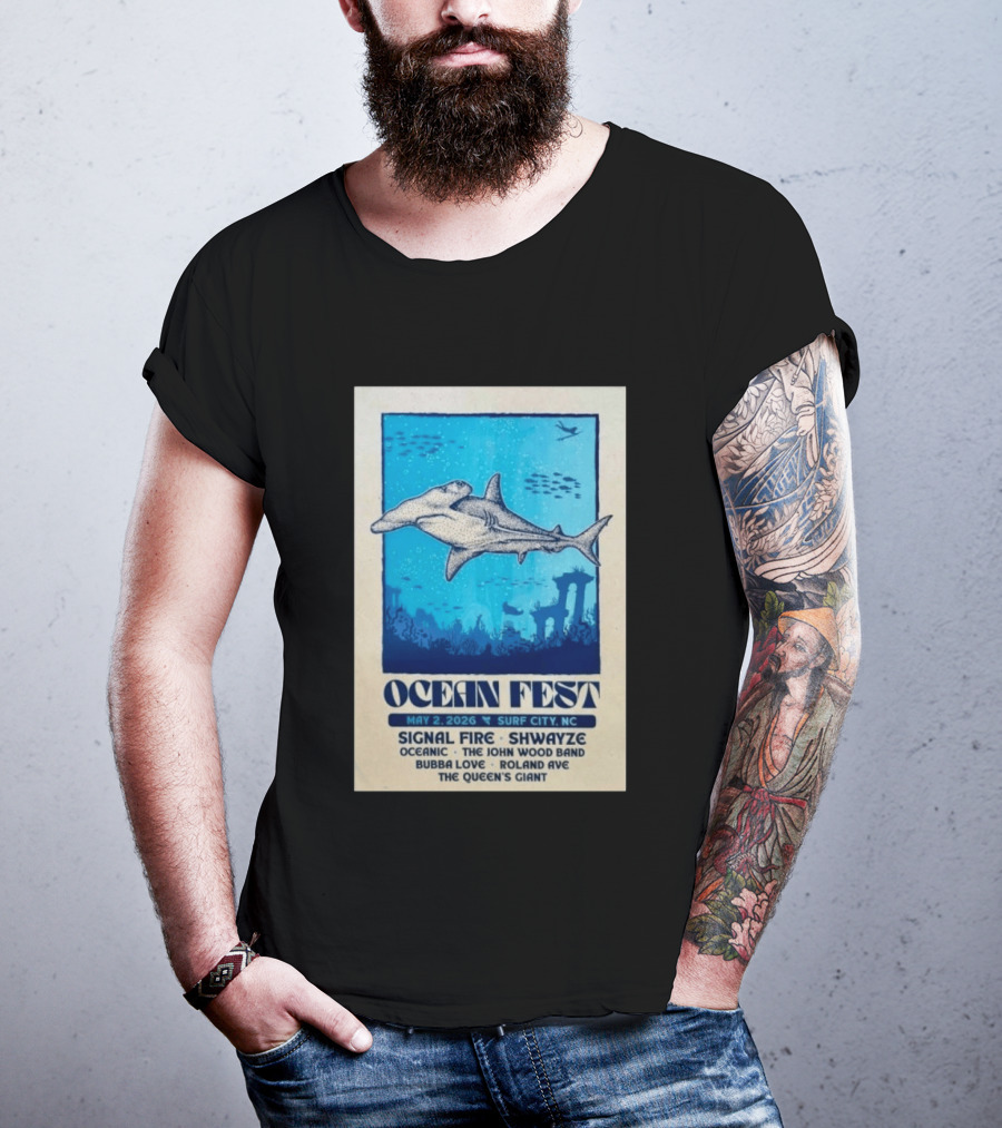 Ocean Fest May 2 2026 Surf City NC Tour Signal Fire Shwayze Bubba Love The John Wood Band T-Shirt
